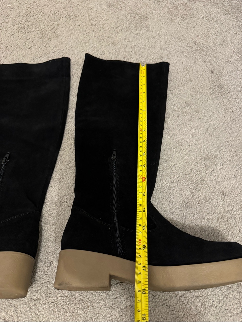 FREE PEOPLE Phoenix Tall Slouch Suede Boots Black, Size 7.5/37 1/2 - Picture 3 of 9